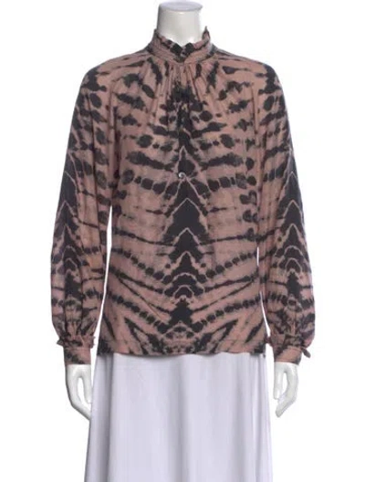 Pre-owned Raquel Allegra Silk Tie-dye Print Blouse In Pink