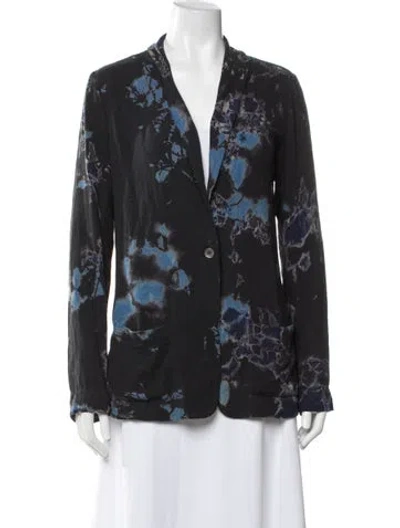 Pre-owned Raquel Allegra Silk Tie-dye Print Jacket In Blue