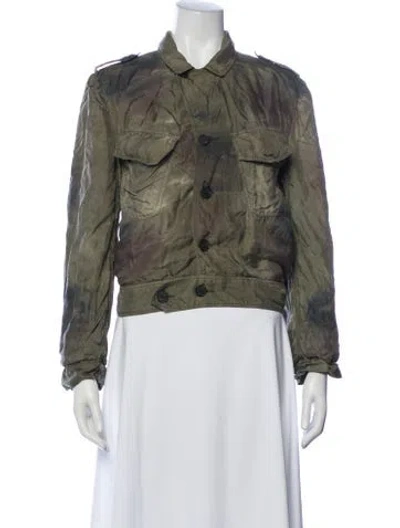 Pre-owned Raquel Allegra Silk Tie-dye Print Jacket In Green