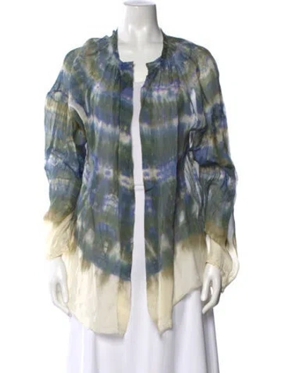 Pre-owned Raquel Allegra Silk Tie-dye Print Sweater In Blue