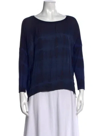 Pre-owned Raquel Allegra Silk Tie-dye Print Top In Blue
