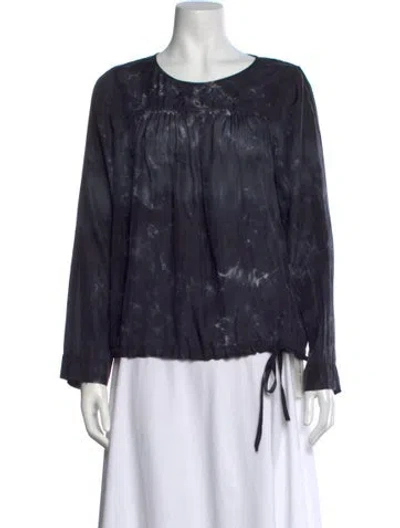 Pre-owned Raquel Allegra Silk Tie-dye Print Top In Gray