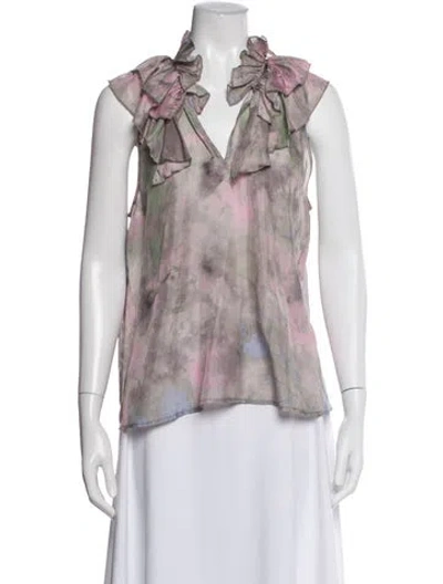 Pre-owned Raquel Allegra Silk Tie-dye Print Top In Multi