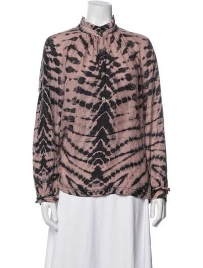 Pre-owned Raquel Allegra Silk Tie-dye Print Top In Multi