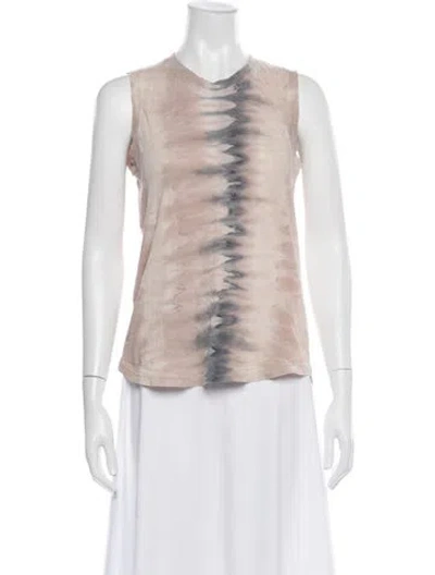 Pre-owned Raquel Allegra Silk Tie-dye Print Top In Neutral