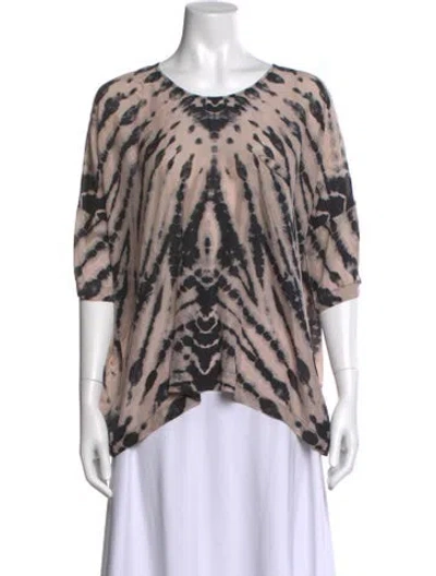 Pre-owned Raquel Allegra Silk Tie-dye Print Top In Neutral