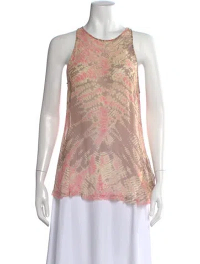 Pre-owned Raquel Allegra Silk Tie-dye Print Top In Pink