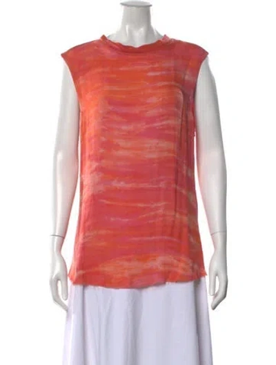 Pre-owned Raquel Allegra Silk Tie-dye Print Top In Red