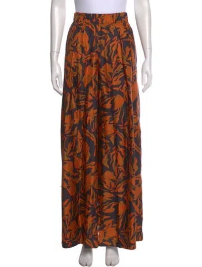 Pre-owned Raquel Allegra Silk Wide Leg Pants In Black