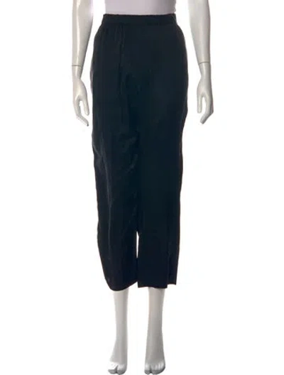 Pre-owned Raquel Allegra Silk Wide Leg Pants In Black