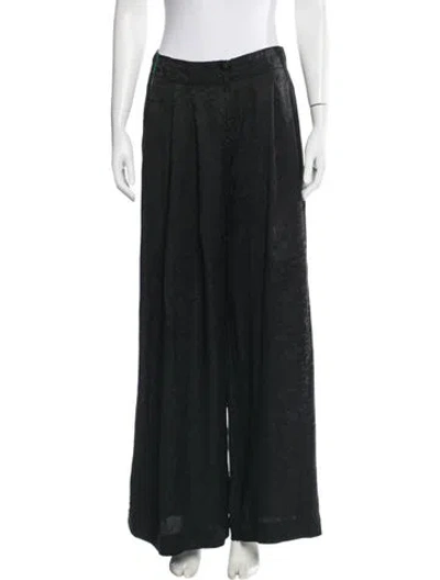 Pre-owned Raquel Allegra Silk Wide Leg Pants In Black/purple