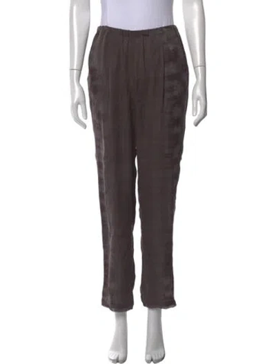 Pre-owned Raquel Allegra Silk Wide Leg Pants In Brown