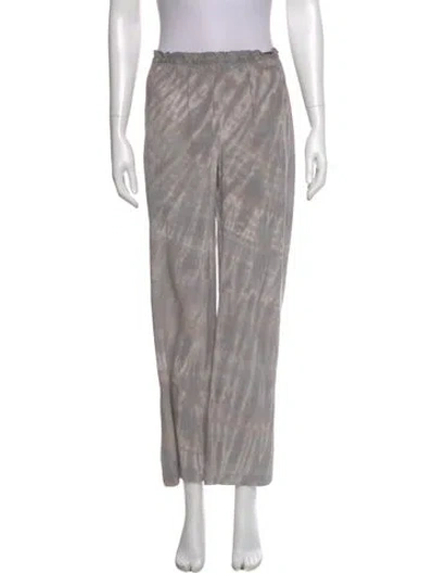 Pre-owned Raquel Allegra Silk Wide Leg Pants In Gray