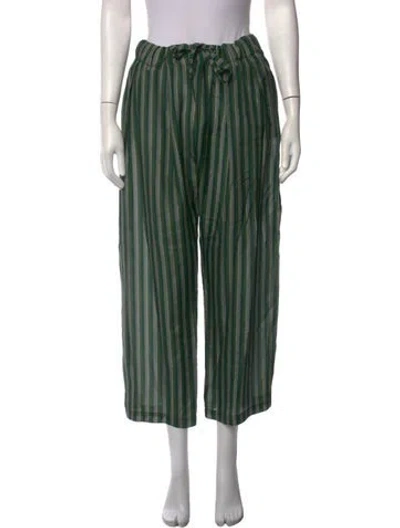 Pre-owned Raquel Allegra Silk Wide Leg Pants In Green