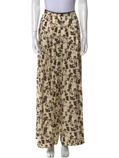 Pre-owned Raquel Allegra Silk Wide Leg Pants In Neutral