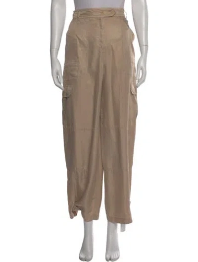 Pre-owned Raquel Allegra Silk Wide Leg Pants In Neutral