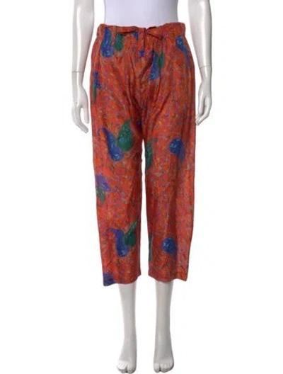 Pre-owned Raquel Allegra Silk Wide Leg Pants In Orange