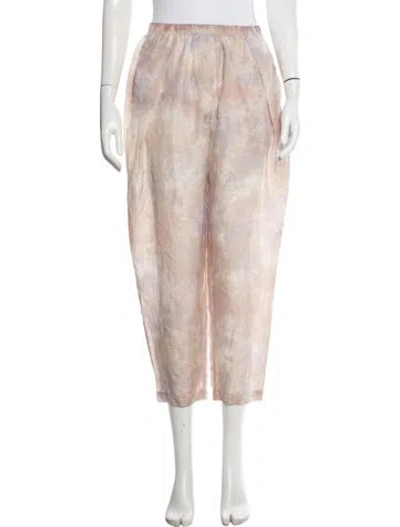 Pre-owned Raquel Allegra Silk Wide Leg Pants In Pink