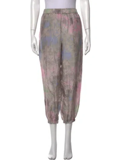 Pre-owned Raquel Allegra Silk Wide Leg Pants In Pink