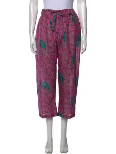 Pre-owned Raquel Allegra Silk Wide Leg Pants In Purple