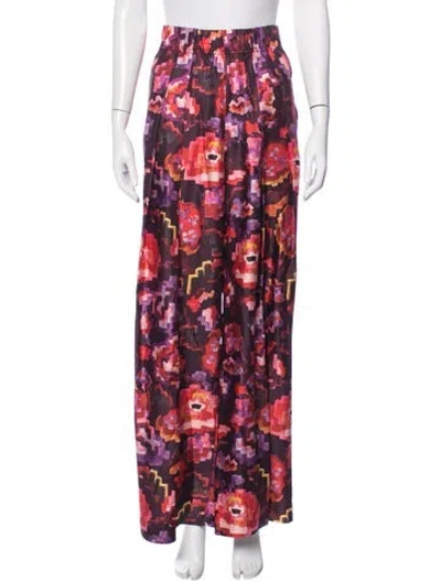 Pre-owned Raquel Allegra Silk Wide Leg Pants In Purple