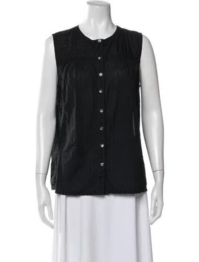 Pre-owned Raquel Allegra Sleeveless Button-up Top In White
