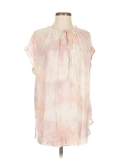 Pre-owned Raquel Allegra Sleeveless Silk Top Pink Tie-dye Pattern Keyhole Neckline Tops