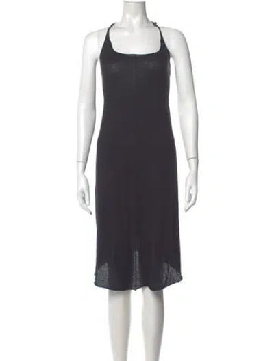 Pre-owned Raquel Allegra Square Neckline Midi Length Dress In Gray