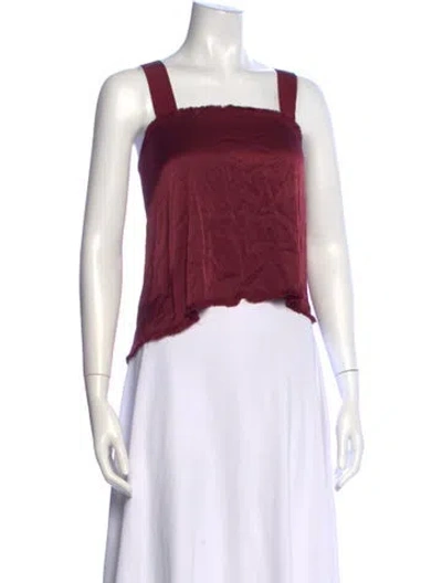 Pre-owned Raquel Allegra Square Neckline Sleeveless Top In Burgundy