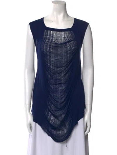 Pre-owned Raquel Allegra Square Neckline Sleeveless Tunic W/ Tags In Blue