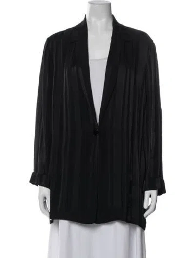 Pre-owned Raquel Allegra Striped Blazer In Black