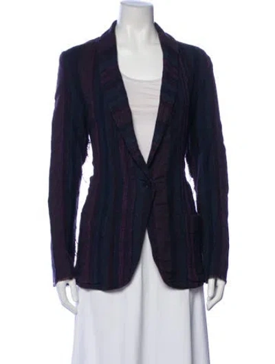 Pre-owned Raquel Allegra Striped Blazer In Blue