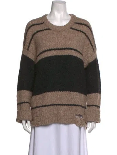 Pre-owned Raquel Allegra Striped Crew Neck Sweater In Brown