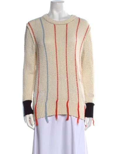 Pre-owned Raquel Allegra Striped Crew Neck Sweater In Neutral