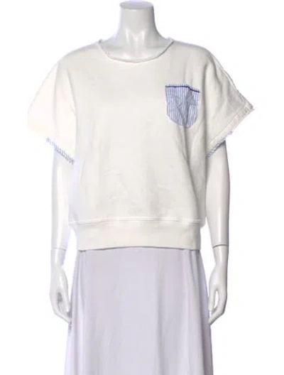 Pre-owned Raquel Allegra Striped Crew Neck Sweatshirt W/ Tags In Neutral