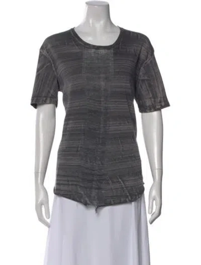 Pre-owned Raquel Allegra Striped Crew Neck T-shirt In Gray