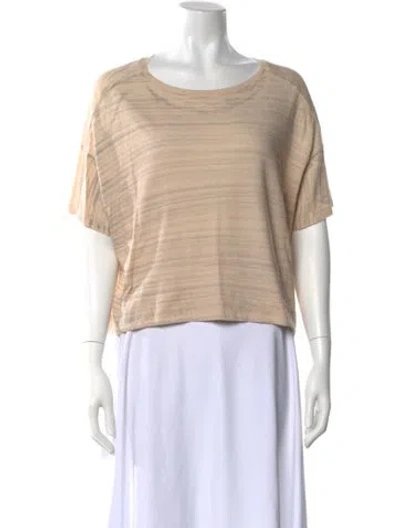 Pre-owned Raquel Allegra Striped Crew Neck T-shirt In Neutral