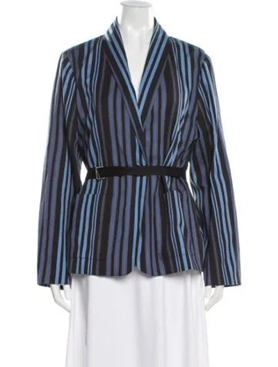 Pre-owned Raquel Allegra Striped Jacket In Blue
