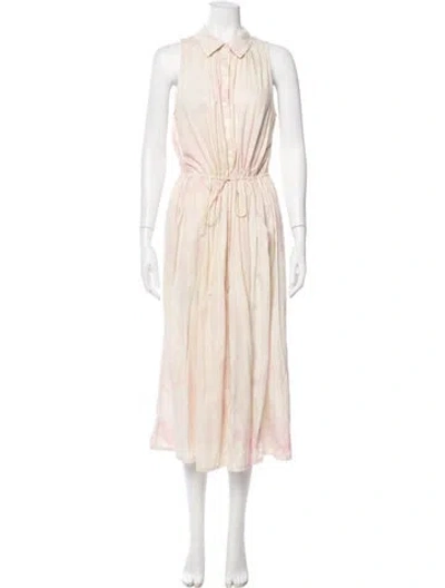 Pre-owned Raquel Allegra Striped Midi Length Dress In Neutral