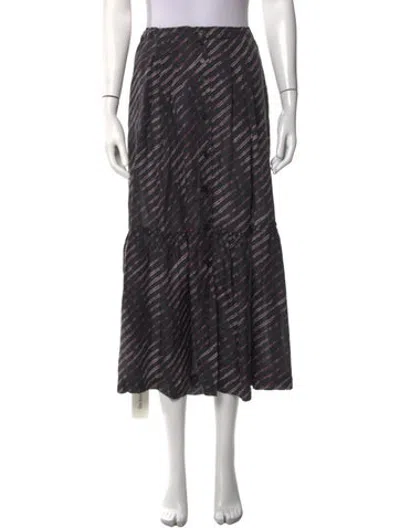Pre-owned Raquel Allegra Striped Midi Length Skirt In Black