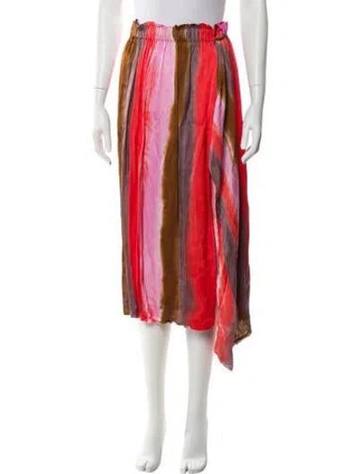 Pre-owned Raquel Allegra Striped Midi Length Skirt In Pink