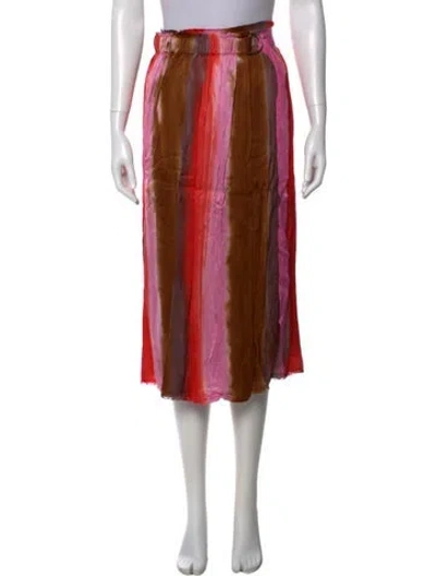 Pre-owned Raquel Allegra Striped Midi Length Skirt In Pink