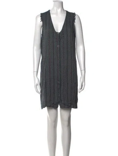 Pre-owned Raquel Allegra Striped Mini Dress In Green