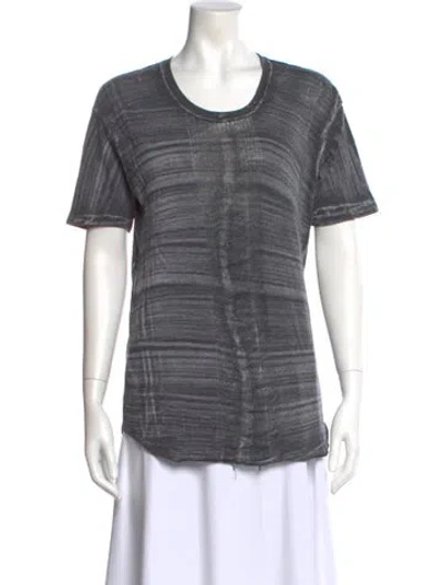 Pre-owned Raquel Allegra Striped Scoop Neck T-shirt In Gray