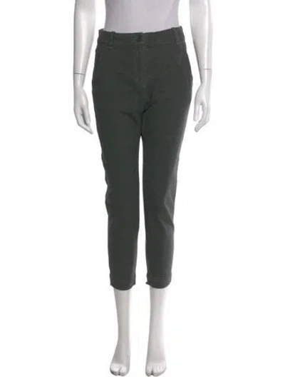 Pre-owned Raquel Allegra Striped Straight Leg Pants In Green