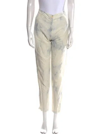 Pre-owned Raquel Allegra Striped Straight Leg Pants In Neutral