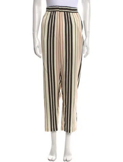 Pre-owned Raquel Allegra Striped Straight Leg Pants In Neutral