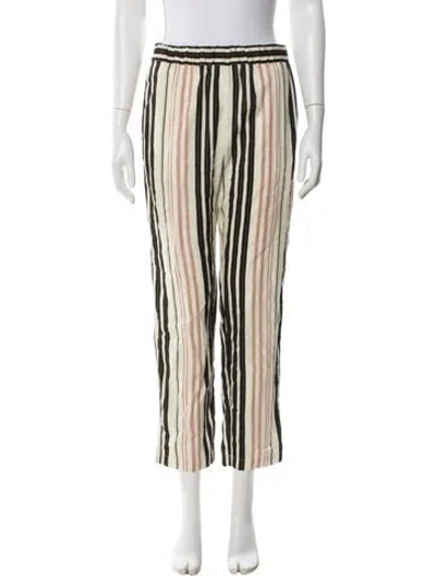 Pre-owned Raquel Allegra Striped Straight Leg Pants In Neutral