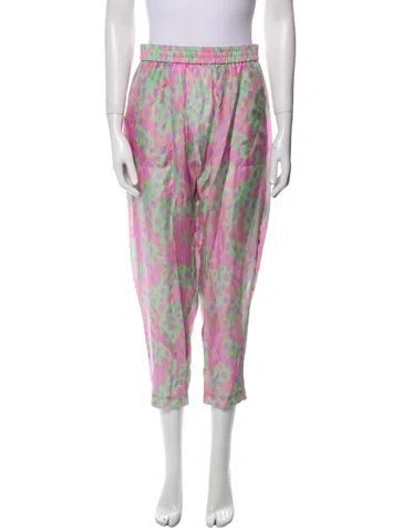 Pre-owned Raquel Allegra Striped Straight Leg Pants In Pink