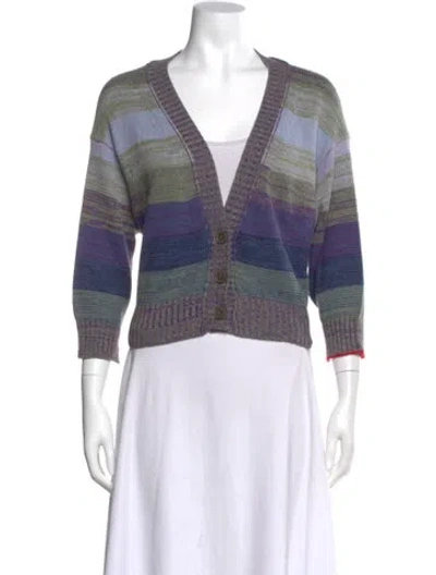 Pre-owned Raquel Allegra Striped V-neck Sweater In Multi